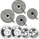 2*316048413(8") 2*316048414(6") Electric Stove Burner Drip Pans MP22YA Electric Range Burner Element Set MP15YA(6") MP21YA(8") Compatible with Frigidaire Kenmore Crosley Range Oven/Stove by Cenipar
