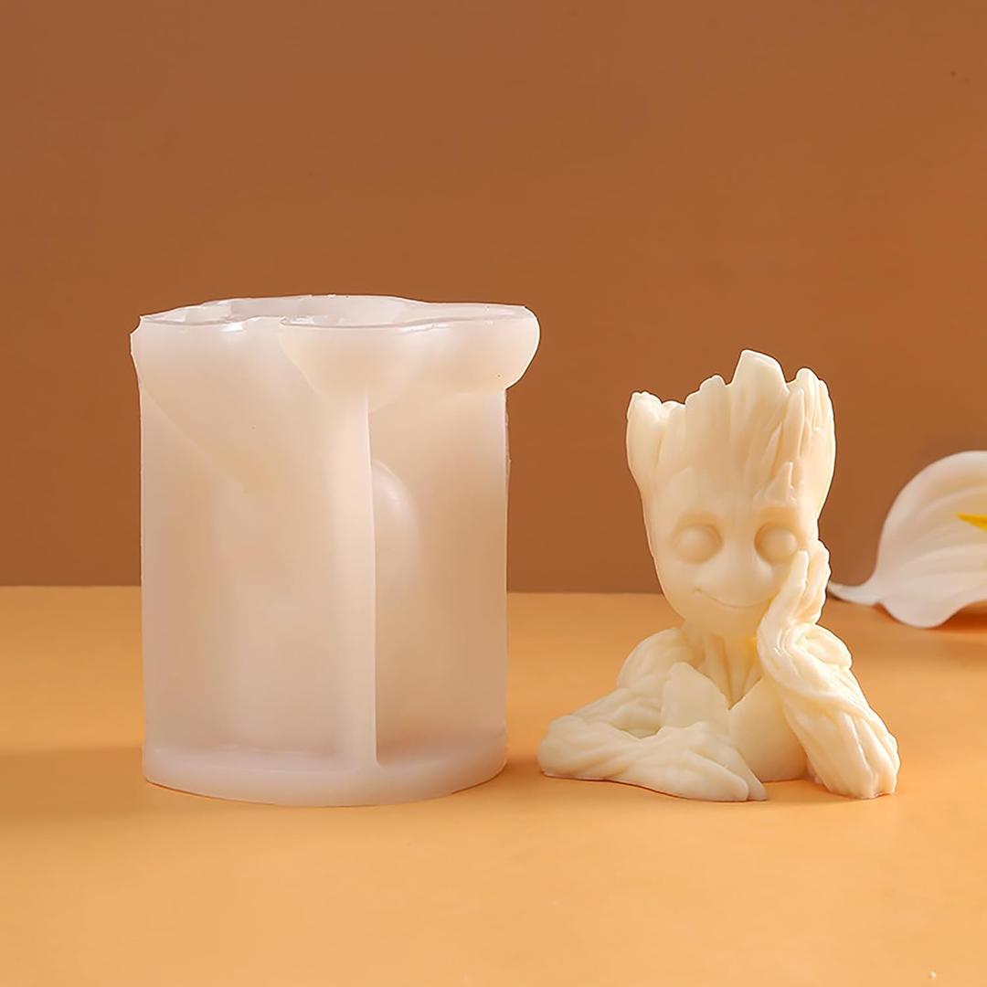 Groot Cylinder Candle & Resin Mold - Resin Casting Silicone Molds for Home Decor & Candle Making Wave Spiral Mold