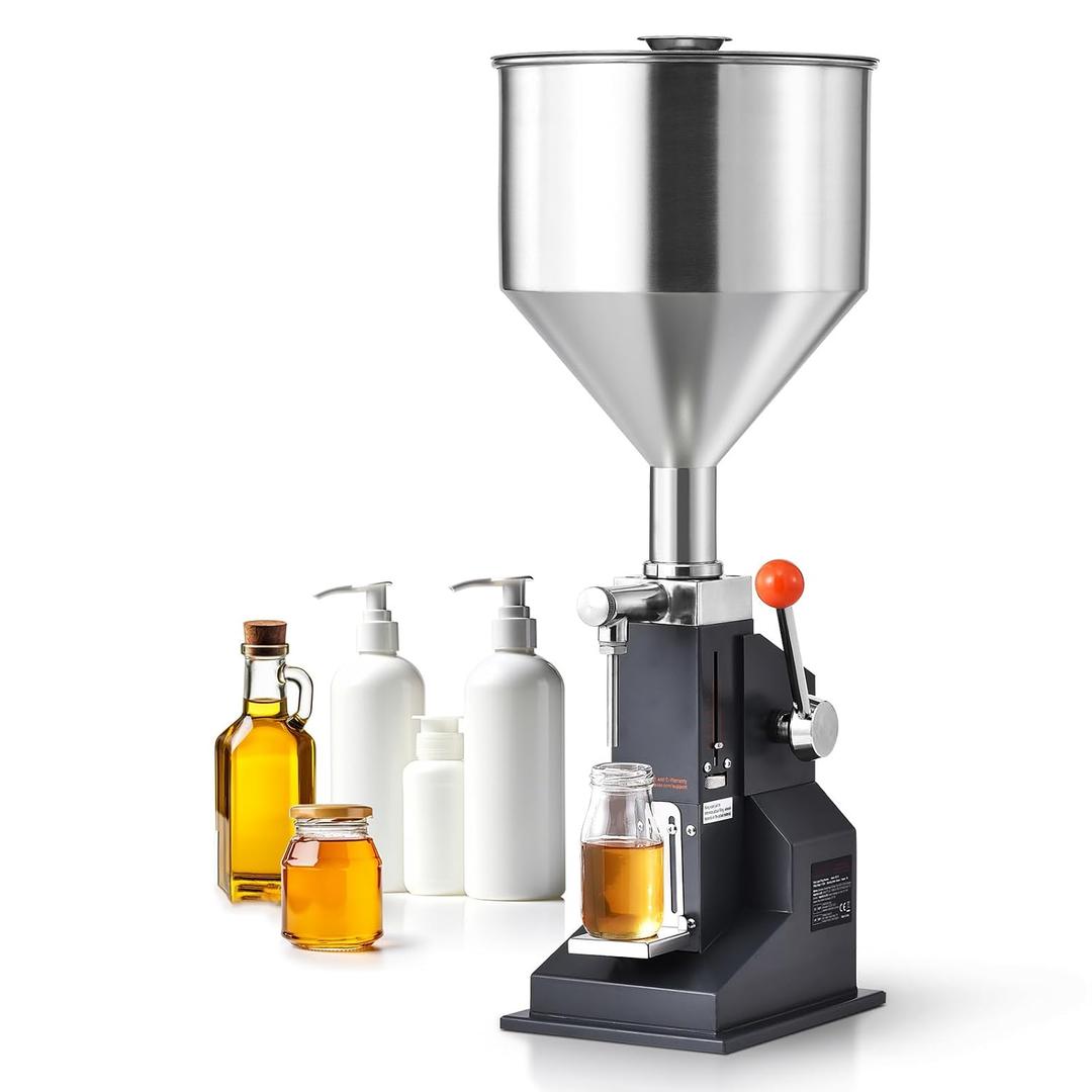 VEVOR Manual Paste Liquid Filling Machine, 5-50ml Adjustable Bottle Filling Machine, Stainless Steel Liquid Filler with 10L Hopper for Milk Water Juice Shampoo Honey