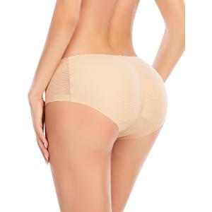 DERCA Butt Lifter Panties Padded Underwear for Women Seamless Booty Pads Hip Enhancer Panty (X-Small, #A1 Beige (Briefs))