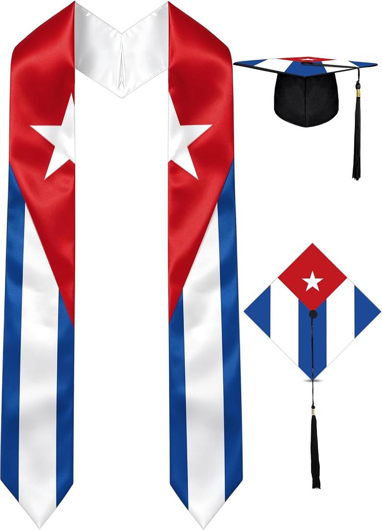 Country Flag Graduation Stole with Grad Cap - Generation Stole Class of 2026 for First Generation Student