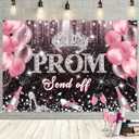MEHOFOND 71x43 Inch Prom Send Off Backdrop Pink Prom 2026 Congrats Grad Decorations Prom Night Party Class of 2026 Photography Background Large Graduation Party Decorations Banner Photo Booth Props