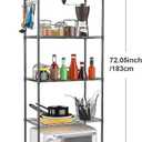 Homdox 6-Tier Storage Shelf Wire Shelving Unit Free Standing Rack Organization with Caster Wheels, Stainless Side Hooks, Black, 21.26*11.42*72.05 inch