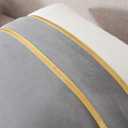 WACOMECO Velvet Throw Pillow Covers - Pack of 2 Soft Decorative Cushion Covers Cases with Gold Leather for Sofa Bedroom Livingroom Car, 18 x 18 in, Grey and White