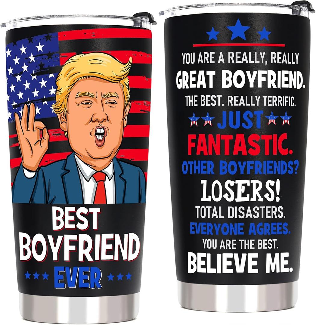 Gifts for Boyfriend Gifts from Girlfriend - Funny Anniversary Birthday Gift for Him Boyfriend Bf, Valentines Day Tumbler Cup, 20 OZ Stainless Steel Insulated Travel Coffee Tumbler Cup