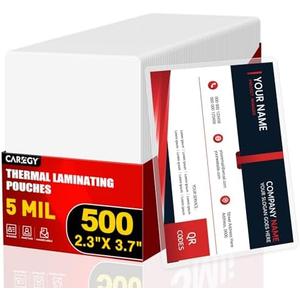 CAREGY 500 Count Thermal Laminating Pouches,5Mil,Hold 2 x 3.5 inch Business Card Laminate Pouches for Laminator, Clear Lamination Paper Protection 2.3 x 3.7 inch, Round Corner, Home & Office