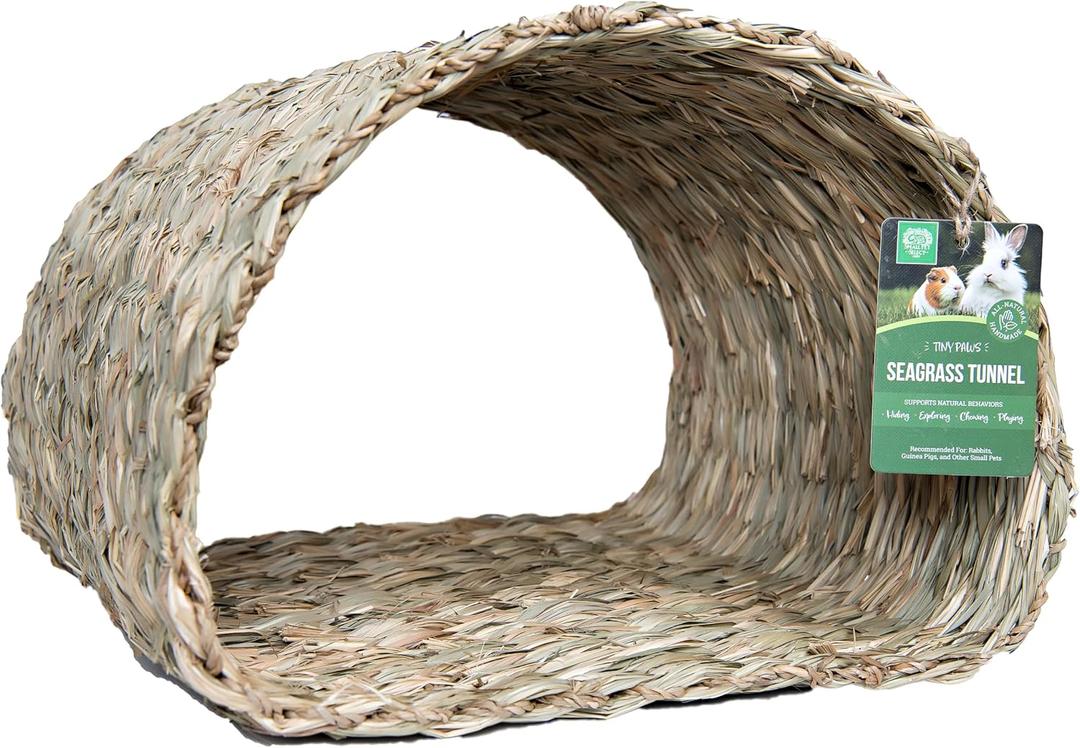 Small Pet Select Tiny Paws Jumbo Seagrass Tunnel, for Guinea Pig, Rabbit, Bunny, Toys, Hideout Tunnel, Cage Accessories, 14x13x10