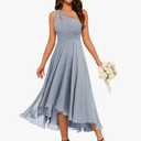 Raseal Chiffon One Shoulder Bridesmaid Dress with Pocket High Low A Line Prom Dress for Women RS192