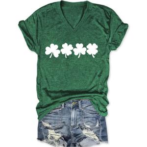 St Patricks Day Shirt Women, Prone to Shenanigans and Malarkey Shirts V Neck St. Patrick's Day Short Sleeve Tops (Large)