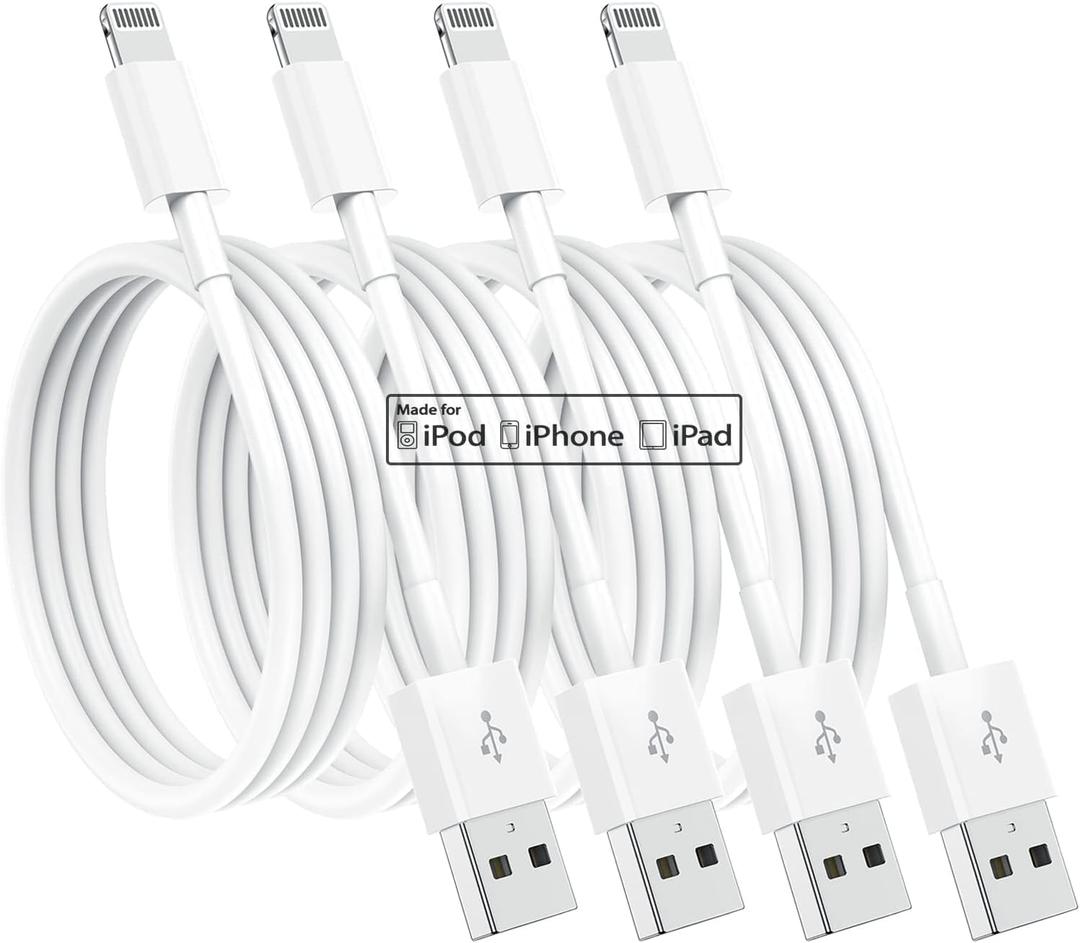4 Pack [Apple MFi Certified] Apple Charging Cables 6ft, iPhone Chargers, Lightning Fast iPhone Charging Cord for iPhone 12/11/11Pro/11Max/ X/XS/XR/XS Max/8/7, ipad(White)