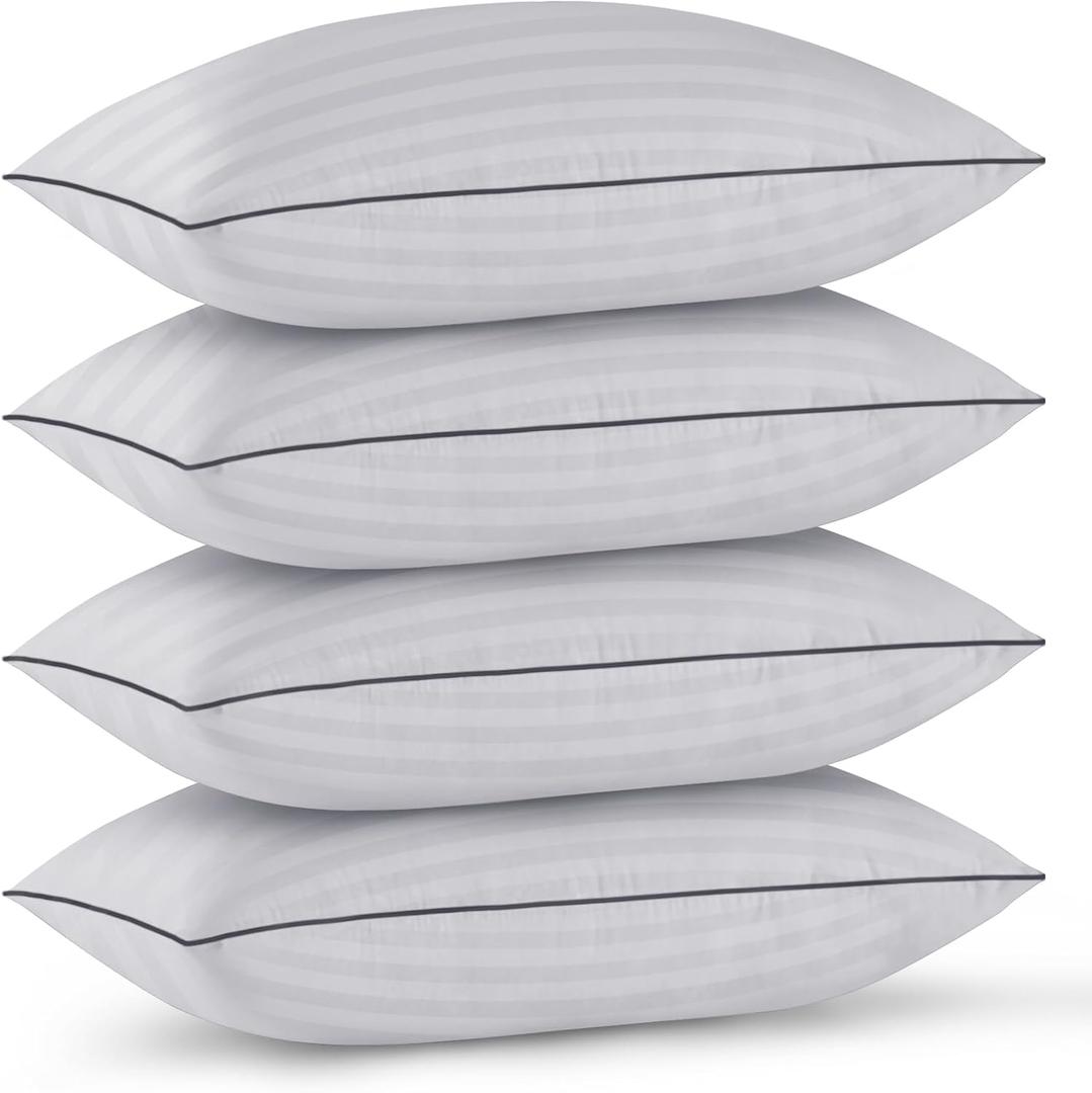GOHOME Pillows Standard Size Set of 4 - Bed Pillows for Sleeping 4 Pack, Cooling Supportive Hotel Pillows with Premium Soft Down Alternative Fill for Side Stomach and Back Sleepers (Grey)