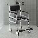 3-in-1 Rolling Shower Chair with Wheels, Commode & Wheelchair Function
