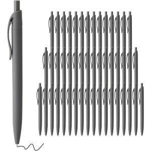 deegtran Pens Bulk, 50 Pack No Bleed Grey Barrel Click Pens, Wholesale Retractable Ballpoint Pens, Pen Medium Point, Smooth black Ink Pen, 1.0MM
