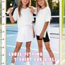 Yooo's Vivi Girls Oversized T Shirts Short Sleeve Crewneck Kids Summer Tops Teen Casual Basic Tees 5-14 Years