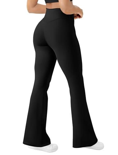 AB-Eleven Women's Yoga Pants Bootcut Flare Leggings Flared Bell Bottom Leggings High-Waisted Workout Pants Tummy Control Black, Size L