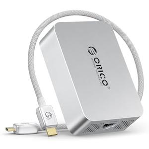 ORICO 10 Gigabit Ethernet Adapter, USB C to Ethernet Adapter, Only Compatible Thunderbolt 5/4/3/USB4, Multi-Rate Adaptive, Suitable for NAS/PC/Mac, Aluminum Housing with Cooling Fan 40Gbps Cable REA