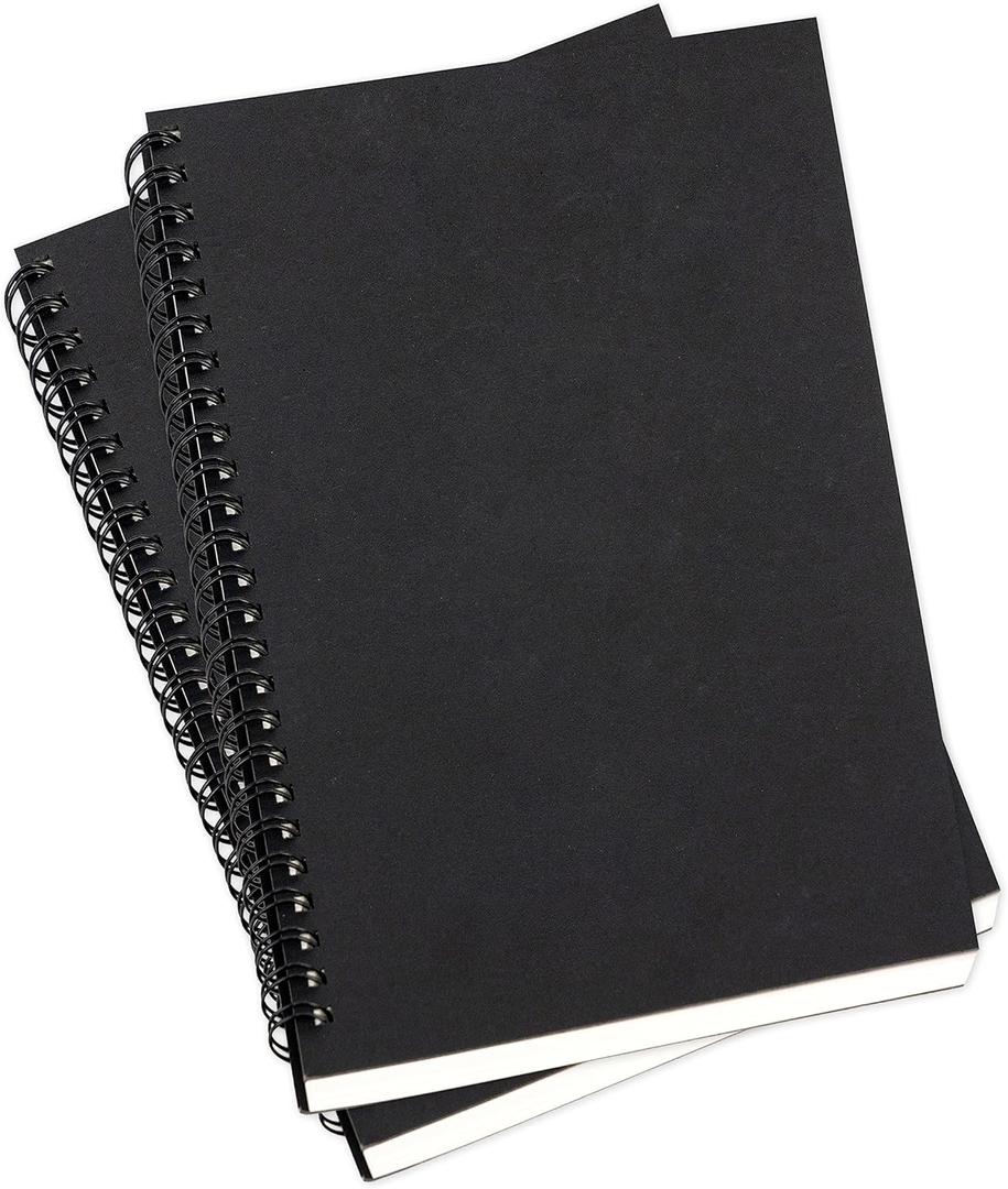 8.65 x 5.9 Inch 2 Pack College Ruled Notebook, Soft Black Cover Spiral Notebook, Memo Notepad Sketchbook, Students Office Business Diary Spiral Book Journal, 160 Pages, 80 Sheets
