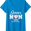 Women's Baseball Senior Mom 2026 Final Inning Baseball Mama Senior V-Neck T-Shirt S