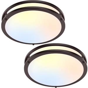 2-Pack 36W LED Ceiling Lights, 12inch Oil-Rubbed Bronze Flush Mount Light Fixtures 3600LM 2700K/3000K/4000K/5000K/6500K Adjustable Ceiling Lights, Modern Dimmable Lighting for Kitchen Hallway Bedroom