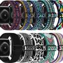 10 Pack Stretchy Solo Loop Compatible with Apple Watch Band 40mm 38mm 41mm 42mm 44mm 45mm 46mm 49mm Women Men,Soft Nylon Elastic Strap Wristband for iWatch Series 10 9 8 7 6 5 4 3 2 1 SE Ultra