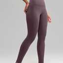 Leggings with Pockets for Women, 25" Inseam High Waist Tummy Control & Squat Proof Yoga Pants for Workout, Everyday Wear (Brown, XXL)