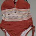 Blooming Jelly Women High Waisted Bikini Sets Tummy Control Swimsuits Color Block Two Piece Drawstring Bathing Suit, M