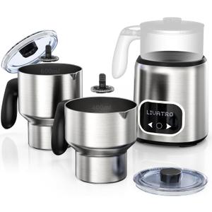 14-in-1 Electric Milk Frother and Steamer with Dual Detachable Cups (21oz & 13.5oz), IH Fast Heating Milk Warmer for Lattes/Cappuccinos/Hot Chocolate, Smart Memory, Dishwasher Safe