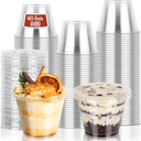 60 Pack 9 oz Clear Plastic Cups with Lids No Hole, Dessert Cups Disposable Cups with Lids for Ice Cream, Fruit, Pudding, Cake, Cold Drinks, Smoothie and Snacks