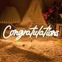 SYLHOME Congratulations Led Neon Light Sign Gratuation Celebrate Wall Sign Decor Backdrop Congrats Grad Prom Party Wedding Birthday Banner Decor Gifts 16.14" X 4.92" USB Warm White