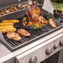 Onlyfire Universal Cast Iron Chicken Roaster, Pre-Seasoned Poultry Roaster Beer Can Turkey Holder with Roasting Pan for Most Grills and Oven