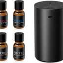 Airversa Waterless Essential Oil Diffuser Starter Kit with 4 x 10mL Hotel Scent Fragrance Oil, Aluminum Housing, Battery Operated Mini Scent Air Portable Diffuser for Home Car Office, ADX Kit Black