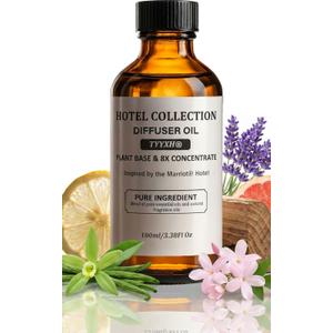 Hotel Diffuser Oil Inspired by Marrio.tt  Fragrance & Essential Oil Blend for Waterless & Cold Air Diffusers  Citrus, Vanilla, Cedar  Long-Lasting Aroma  Aromatherapy  3.38 Fl Oz Glass Bottle