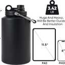Kerilyn Insulated Gallon Jug with Handle, One Gallon, 128oz Stainless Steel, Large Double Vacuum Water Bottle for Hot & Cold Drinks, Wide Mouth, Sweat Proof, Great for Travel, Camping, Black