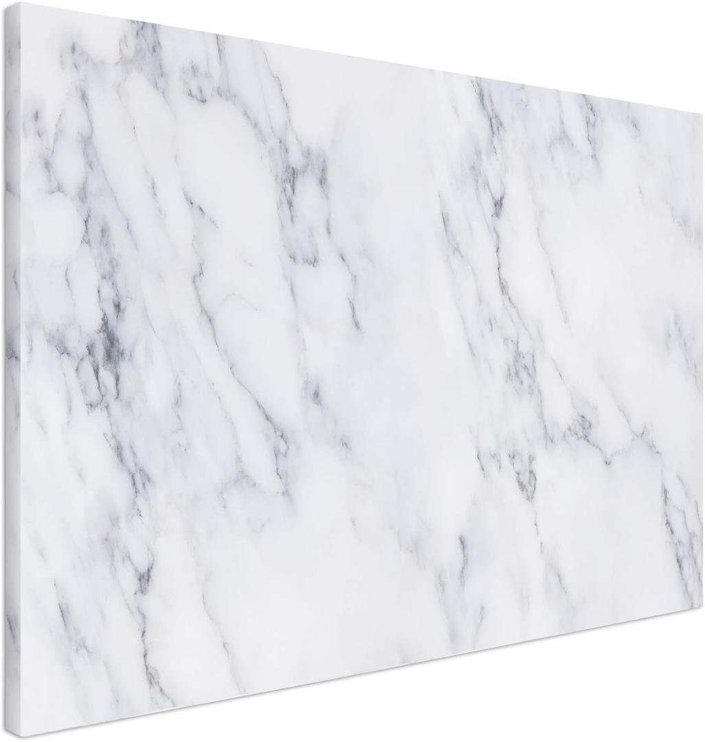 Navaris Magnetic Dry Erase Board - 24 x 36 inches Decorative White Board for Wall with Printed Design, Includes 5 Magnets and Marker - White Marble