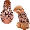 Dog Leopard Hooded Sweatshirt with Hat, Dogs Clothes Lightweight Puppy Hoodie for Small Dog Cat, Doggy Hoody Outfits Cat Apparel (Large)