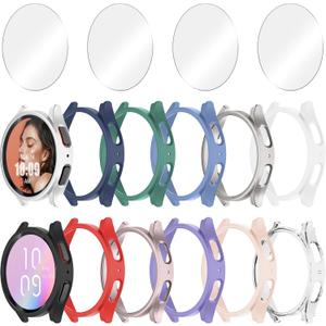 12+4 Pack Case for Samsung Galaxy Watch 7 44mm with Tempered Glass Screen Protector, Waterproof Hard PC Scratch Resistant Protective Cover Compatible with Galaxy Watch 7 44mm