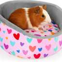 Glittme Guinea Pig Bed Soft Rabbit Beds with Thick Removable Mat Bunny Beds Machine Washable Guinea Pigs Accessories Cozy Guinea Pigs House for Rabbit, Ferret, Round Cuddler Cup Bed