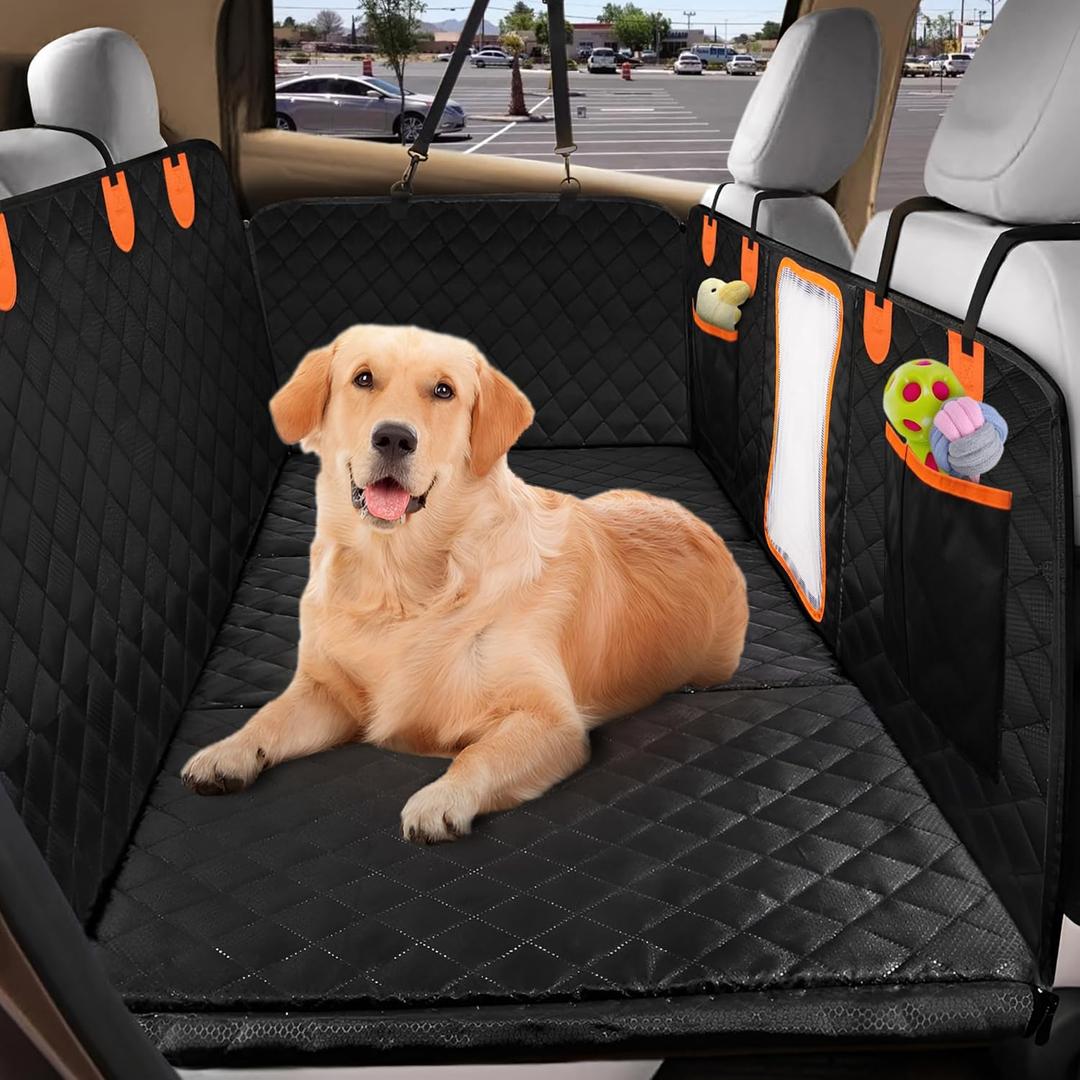 XWIDE Dog Car Seat Cover for Back Seat - Multifunctional Dog Seat Cover for Back Seat | Detachable Hard Bottom Stability | Back Seat Extender for Dogs | Easy Install | Waterproof & Scratch-Proof