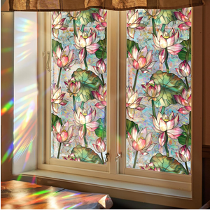 Floral Stained Glass Window Film，Stained Glass Window Film，Faux Stained Glass Window Film，Window Privacy Film Stained Glass， Vintage Stained Glass Window Film (Section I) MLH-44200