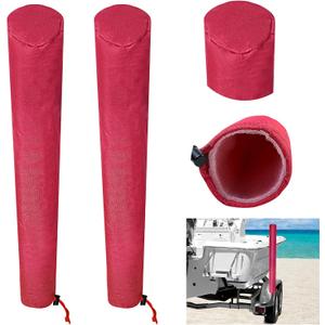 1 Pair Boat Trailer Guide Pole Pad and Cover, Red Boat Guide Pole Covers Heavy Duty 600D Oxford Cloth Foam Protector Boat Trailer Pads for Guides with Reflective Strips and Capped Ends