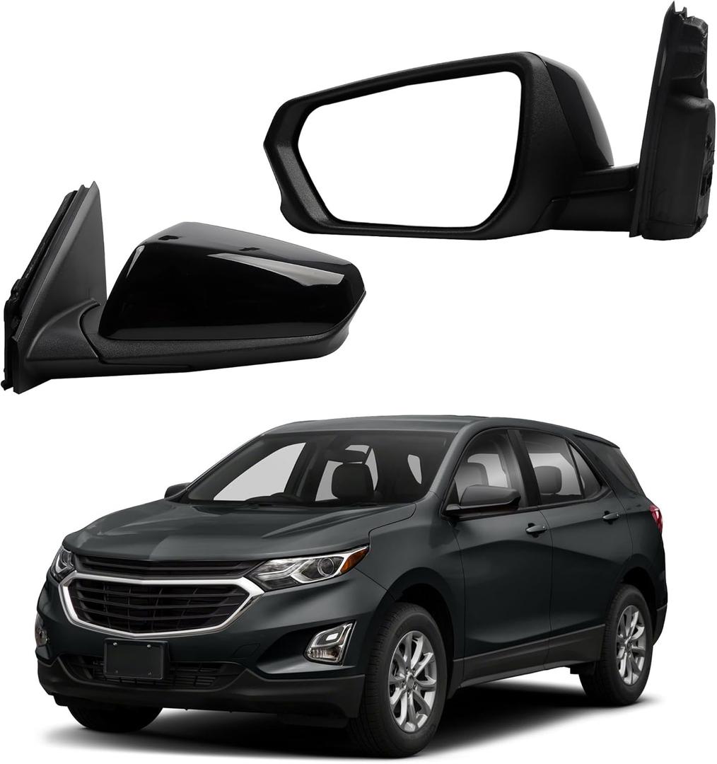 Dasbecan Left Driver Side Mirror Compatible With 2018-2023 Chevy Equinox GMC Terrain Rearview Mirror with Heated Glass/Power Adjustment Glass/Manual Folding Replace# GM1320560 (5Pin) Black
