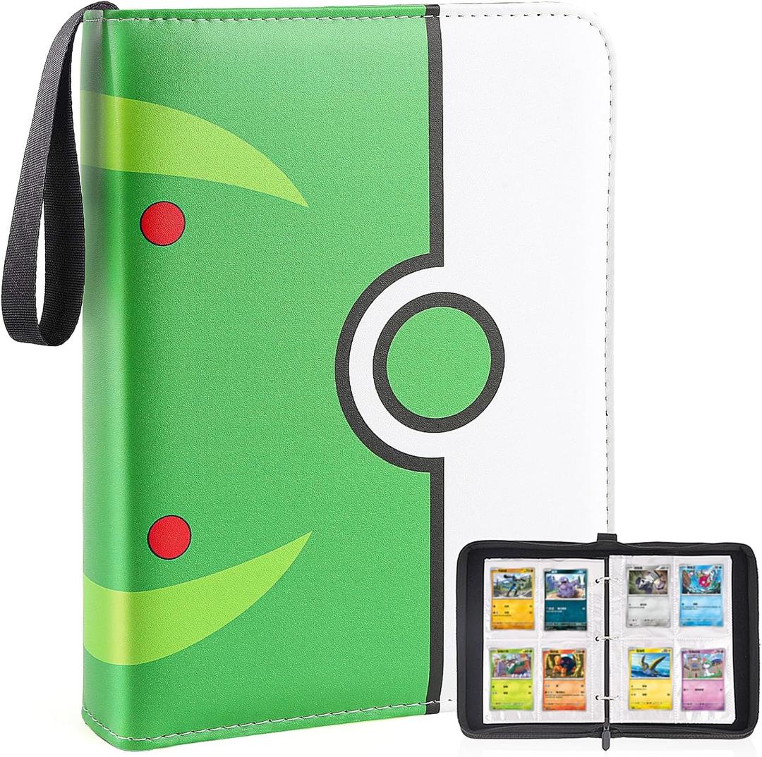 Collectible Trading Card Binder, 400 Pockets Card Holder with 50 Removable Sleeves, Portable Collection Binder Album Book Case Storage, Zipper Card Protective Sleeves for TCG, Sports Card (Nest Cyan)