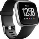 Wepro Band Compatible with Fitbit Versa 2 Bands for Women Men, Soft Band Compatible with Fitbit Versa Bands, Sport Waterproof Breathable Replacement Wristband Strap for Versa Lite, Large, Black, 1 Pack