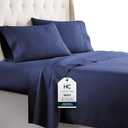 HC COLLECTION Bed Sheets Set Queen with 2 Pillowcases, Hotel Luxury Platinum 1800 Series Brushed Microfiber Deep Pocket Fitted Sheet, Fade Resistant Ultra Soft 4 Pcs Bedding for Hot Sleepers, Navy
