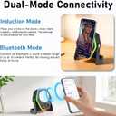 Hupoaf Wireless Induction Speaker, 5 in1 Bluetooth Phone Speaker with Mirror, Stereo Sound, RGB Ambient Light, 2600mAh, Tech Gifts for Men Women, Adjustable Phone Stand for iOS/Android, Pure Black
