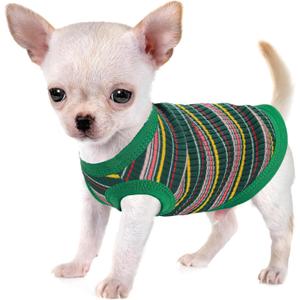 Elevate Your Pet's Comfort and Fashion: Premium 100% Cotton Rib Dog Shirt Vest for Small Breeds Like Chihuahuas, Yorkies, and Puppies .Year-Round Style with Tank-Style Puppy Attire Green XX-Small (XXS-(0.2~1lb) | Chest(~9.4"))