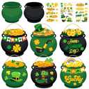 LioNergy St. Patrick's Day Crafts for Kids, 24 Packs DIY Pot of Gold Cutouts Craft Kits Shamrock Gold Coins Leprechaun Hat Ornament with Stickers for Kids Party Classroom Home Activities Art Project