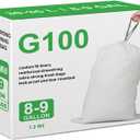 Code G 8 Gallon 100 Count Heavy Duty Trash Bags 1.2 Mil THICK 30 Liter Drawstring White Garbage Can Liners Compatible with simplehuman Code G | Heavy Duty Plastic Trash Bags