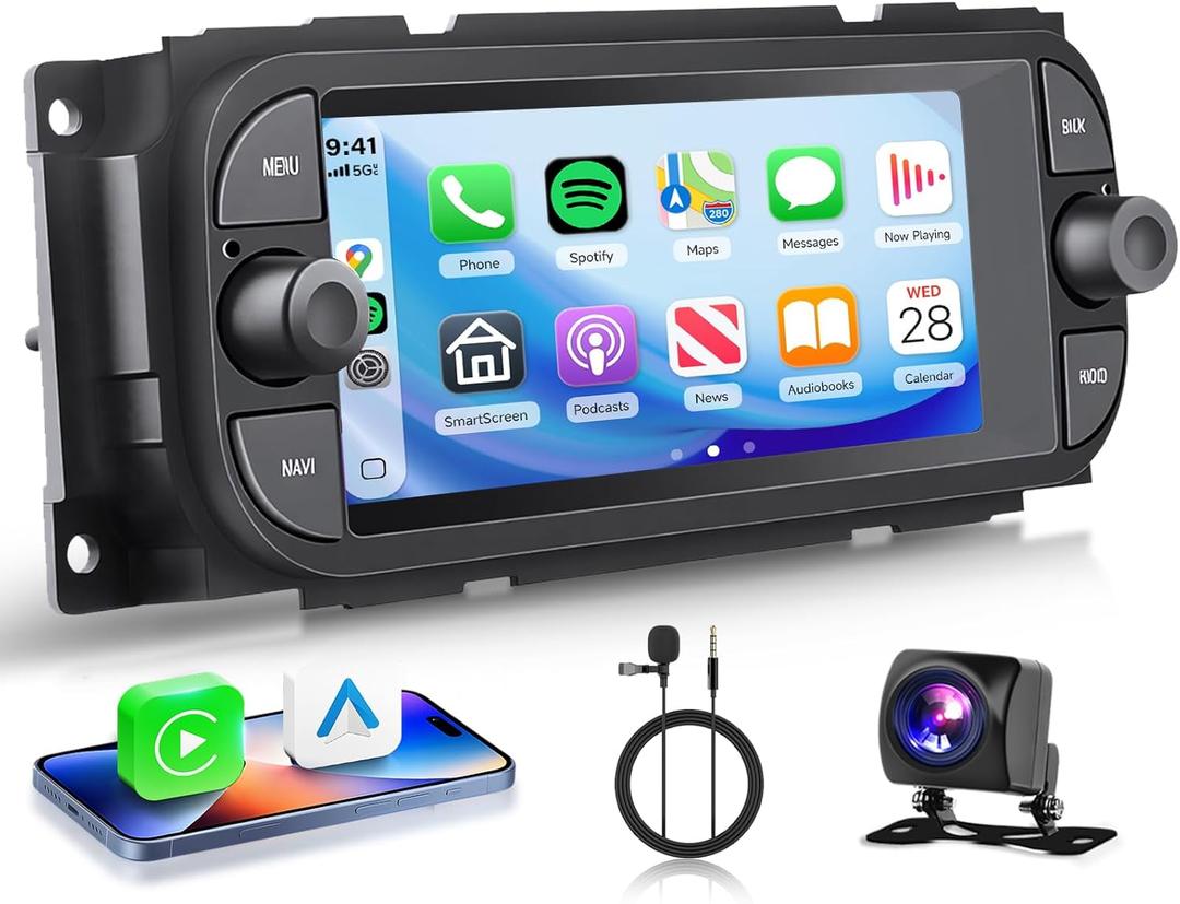 4+64G Radio for Dodge Ram 1500/2500/3500 2002-2006,for Jeep Grand Cherokee 1999-2004,for Jeep Wrangler 2003-2006-Android Wireless CarPlay Android Auto 6.86 IPS Touch Screen Car Radio for Dodge Ram