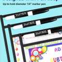 SUNEE 50 Packs Oversized Reusable Dry Erase Pocket Sleeves with 3 Rings, Black 10x14 Ticket Holders, Clear Plastic Sheet Protectors, Teacher School Classroom Supplies